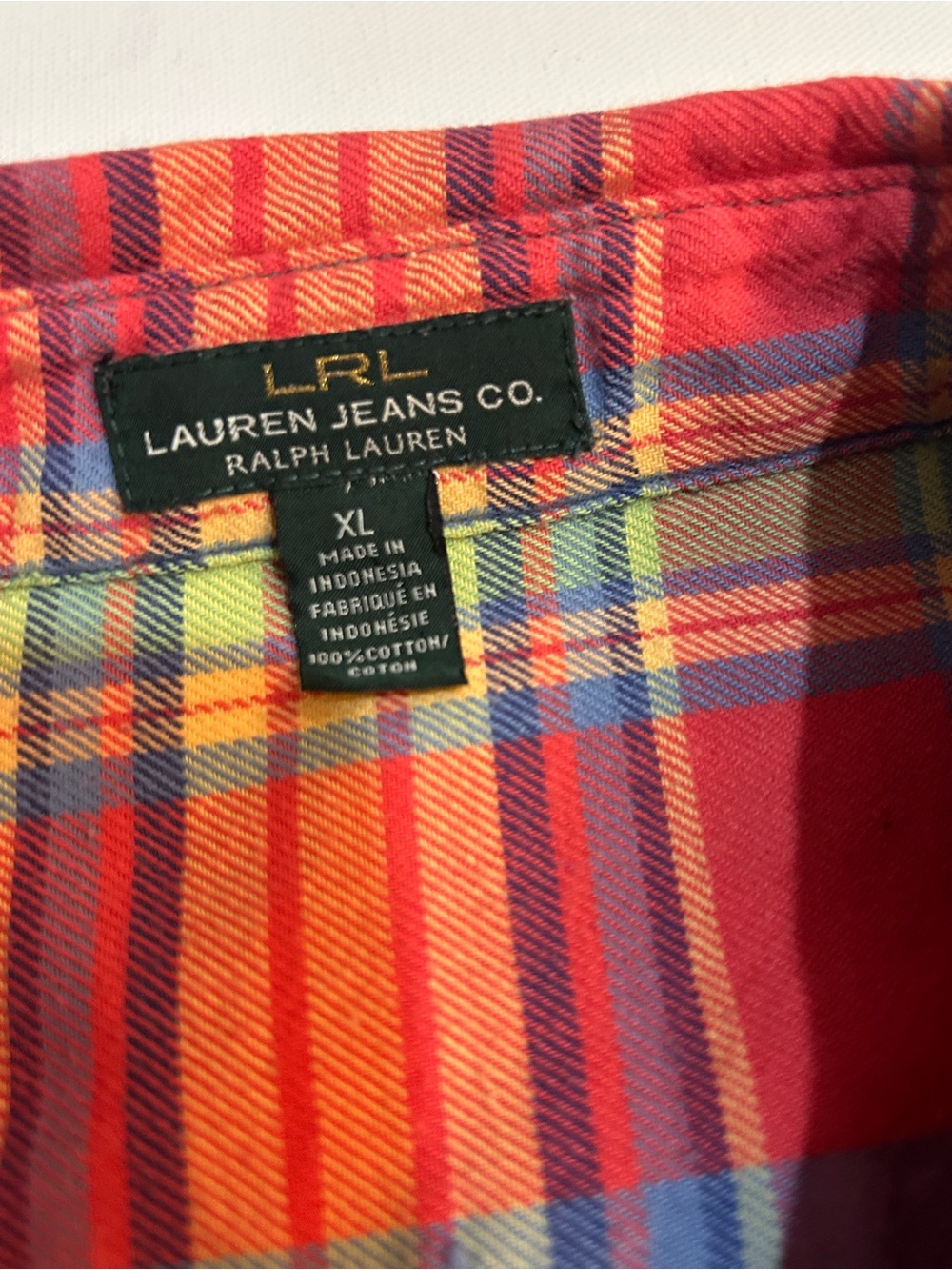 Lauren Ralph Lauren Jeans Co. Plaid Button Front Shirt Women’s XL 100% Cotton - Picture 3 of 7